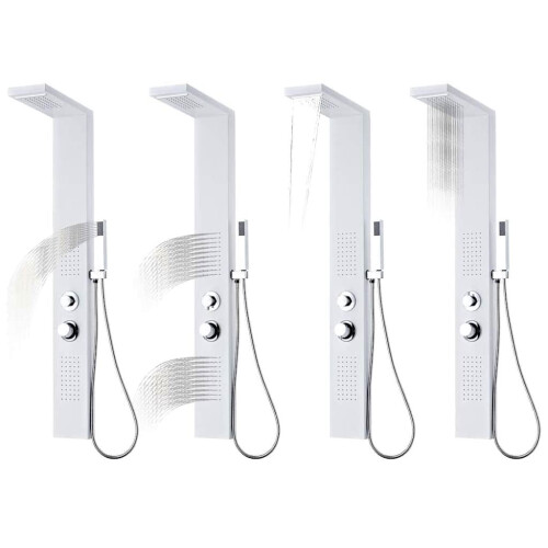 Berkfield Shower Panel System Aluminium Matte White 2