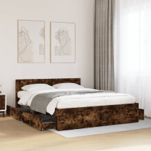 Berkfield Bed Frame with Headboard without Mattress Smoked Oak 160x200 cm
