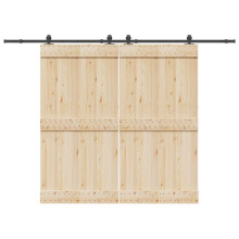 Berkfield Sliding Door Hardware Kit 305 cm Steel Black