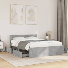 Berkfield Bed Frame with Headboard without Mattress Concrete Grey 120x200 cm