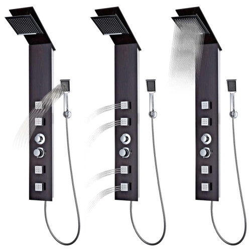 Berkfield Shower Panel System Glass Brown 2