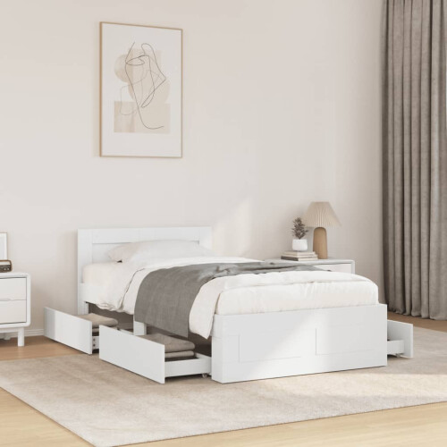 Berkfield Bed Frame with Headboard without Mattress White 75x190 cm Small Single