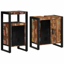 Berkfield Bathroom Furniture Set with Drawer 2 pcs Solid Reclaim Wood