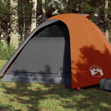Berkfield Camping Tent Dome 4-Person Grey and Orange Waterproof