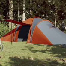 Berkfield Family Tent Dome 6-Person Grey and Orange Waterproof