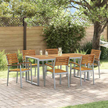 Berkfield Garden Dining Set 7 pcs Grey Solid Acacia Wood