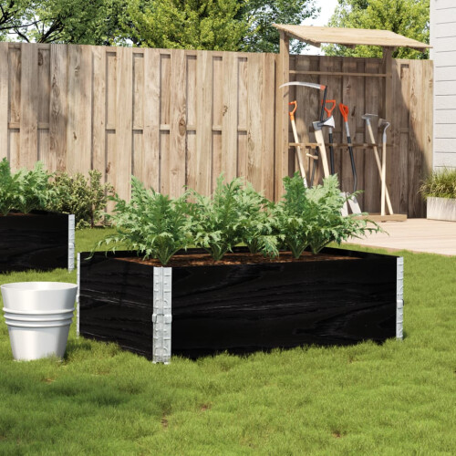 Berkfield Garden Planter Black 120x80 cm Solid Wood Pine