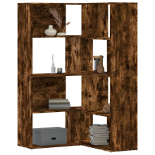 Berkfield Corner Bookcase 4-Tier Smoked Oak 85x85x140 cm Engineered Wood