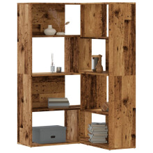 Berkfield Corner Bookcase 4-Tier Old Wood 85x85x140 cm Engineered Wood