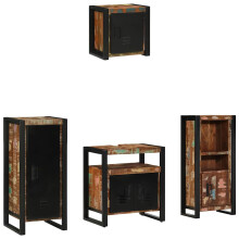 Berkfield Bathroom Furniture Set with Drawer 4 pcs Solid Reclaim Wood