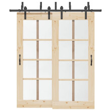 Berkfield Sliding Door Hardware Kit 200 cm Steel Black