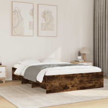 Berkfield Bed Frame without Mattress Smoked Oak 135x190 cm Double Engineered Wood