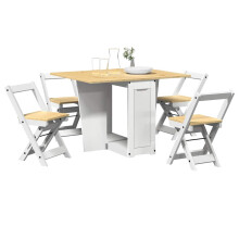 Berkfield 5 Piece Butterfly Dining Set Corona Foldable White Pinewood