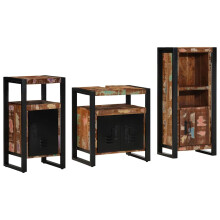 Berkfield Bathroom Furniture Set with Drawer 3 pcs Solid Reclaim Wood