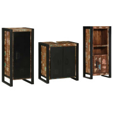 Berkfield Bathroom Furniture Set with Drawer 3 pcs Solid Reclaim Wood