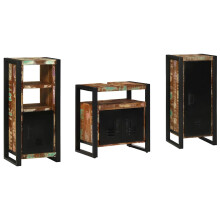 Berkfield Bathroom Furniture Set with Drawer 3 pcs Solid Reclaim Wood