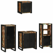 Berkfield Bathroom Furniture Set with Drawer 4 pcs Solid Reclaim Wood