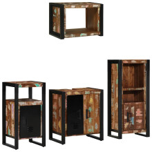 Berkfield Bathroom Furniture Set with Drawer 4 pcs Solid Reclaim Wood