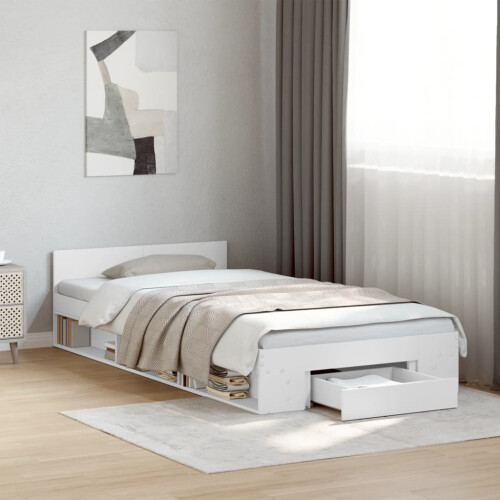 Berkfield Bed Frame with Drawer without Mattress White 75x190 cm Small Single