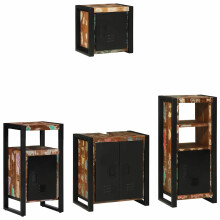 Berkfield Bathroom Furniture Set with Drawer 4 pcs Solid Reclaim Wood
