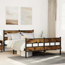 Berkfield Metal Bed Frame without Mattress Smoked Oak 150x200 cm King Size