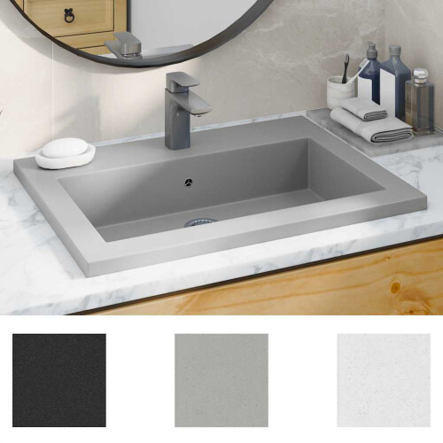 Berkfield Granite Basin 600x450x120 mm Grey 2