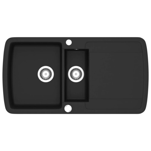 Berkfield Granite Kitchen Sink Double Basin Black 1
