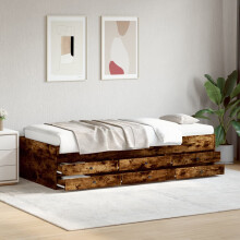 Berkfield Daybed with Drawers without Mattress Smoked Oak 90x190 cm Single