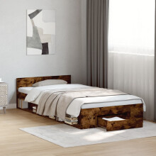 Berkfield Bed Frame with Drawer without Mattress Smoked Oak 75x190 cm Small Single