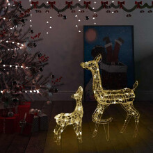 Berkfield Acrylic Reindeer Family Christmas Decoration 160 LED Warm White