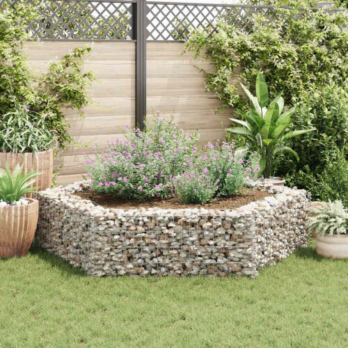 Berkfield Hexagonal Gabion Raised Bed 200x173x40 cm 2