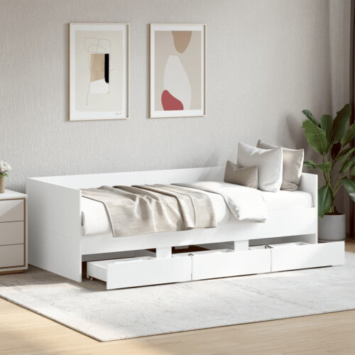 Berkfield Daybed with Drawers without Mattress White 100x200 cm