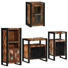 Berkfield Bathroom Furniture Set 4 pcs Multicolour Solid Reclaimed Wood