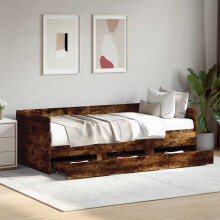 Berkfield Daybed with Drawers without Mattress Smoked Oak 90x190 cm Single