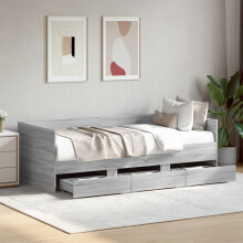 Berkfield Daybed with Drawers without Mattress Grey Sonoma 90x190 cm Single