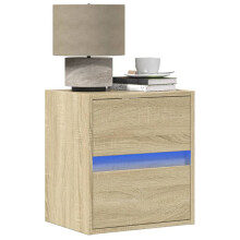 Berkfield Wall-mounted Bedside Cabinet with LED Lights Sonoma Oak