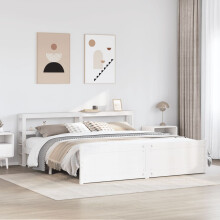 Berkfield Bed Frame with Headboard without Mattress White 180x200 cm Super King