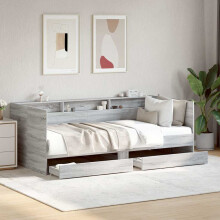 Berkfield Daybed with Drawers without Mattress Grey Sonoma 90x200 cm