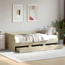 Berkfield Daybed with Drawers without Mattress Sonoma Oak 75x190 cm Small Single