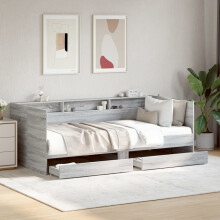 Berkfield Daybed with Drawers without Mattress Grey Sonoma 90x190 cm Single