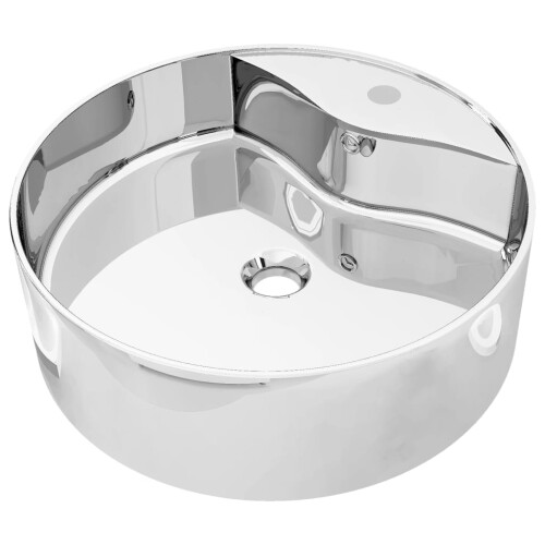 Berkfield Wash Basin with Overflow 46.5x15.5 cm Ceramic Silver 1