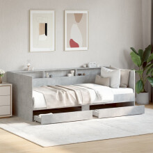 Berkfield Daybed with Drawers without Mattress Concrete Grey 100x200 cm