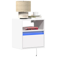 Berkfield Wall-mounted Bedside Cabinets with LED Lights 2 pcs White