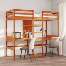 Berkfield Loft Bed Frame without mattress Wax Brown 90x190cm Solid Wood Pine