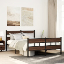 Berkfield Metal Bed Frame without Mattress Brown Oak 150x200 cm King Size