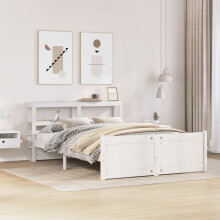 Berkfield Bed Frame with Headboard without Mattress White 140x200 cm