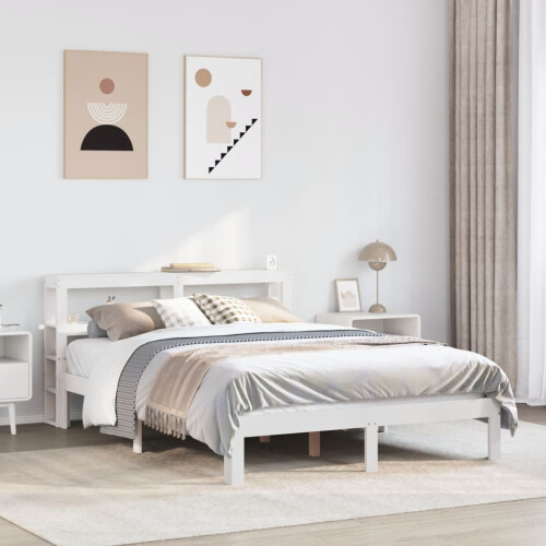 Berkfield Bed Frame with Headboard without Mattress White 120x190 cm Small Double