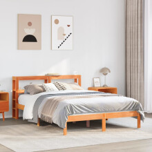 Berkfield Bed Frame with Headboard without Mattress Wax Brown 120x190 cm Small Double