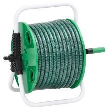 Berkfield Free Standing Green Hose Reel with Hose Fitting Set 0.5" 30 m PVC