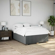 Berkfield Bed Frame without Mattress Dark Grey Double Fabric